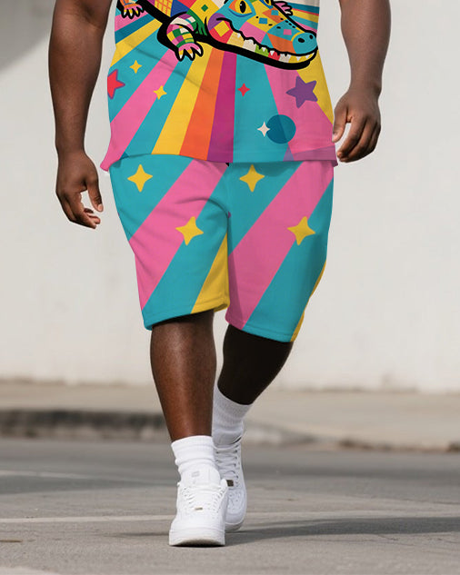 Big & Tall Colorblock Polo Shorts Set for big men view 3