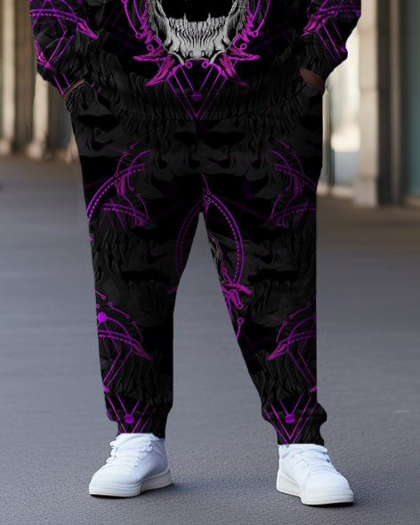 Big & Tall Purple Graffiti Hoodie Sweatpants Set for big men view 3