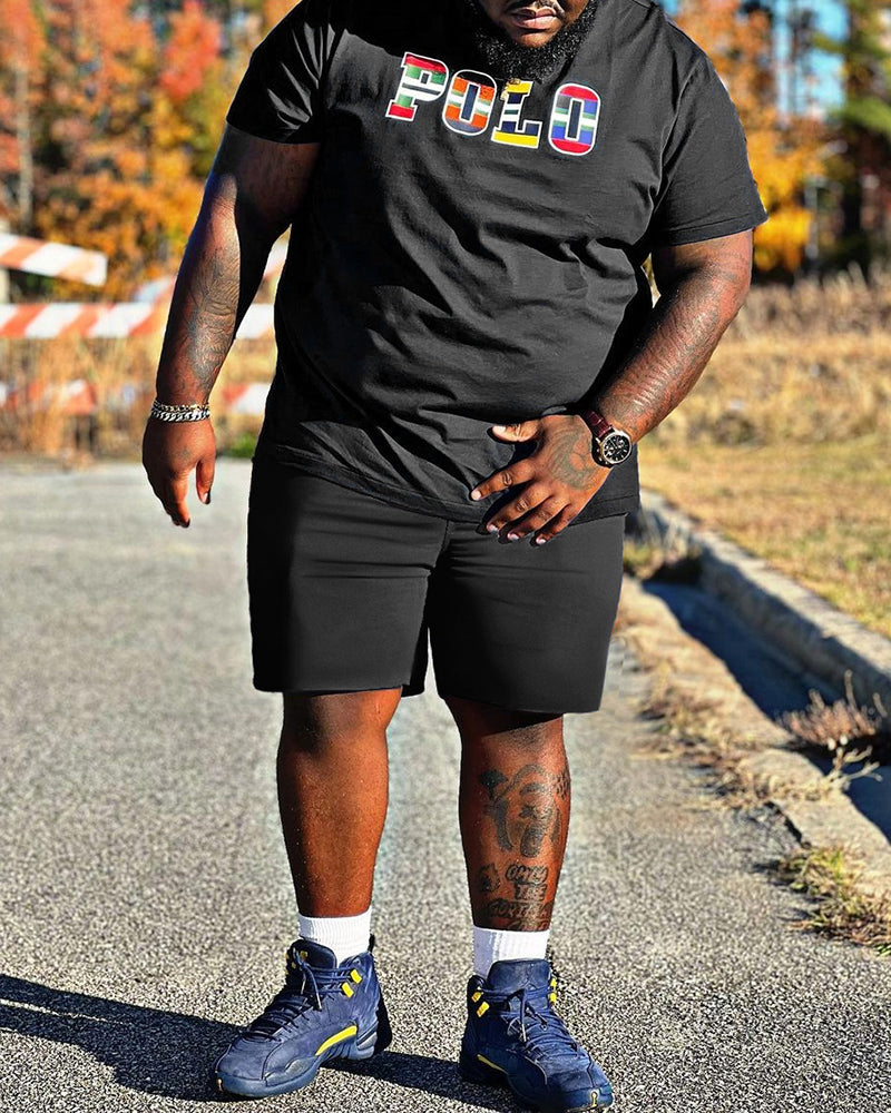 Big & Tall Graphic Streetwear T-Shirt Shorts Set for big men view 1