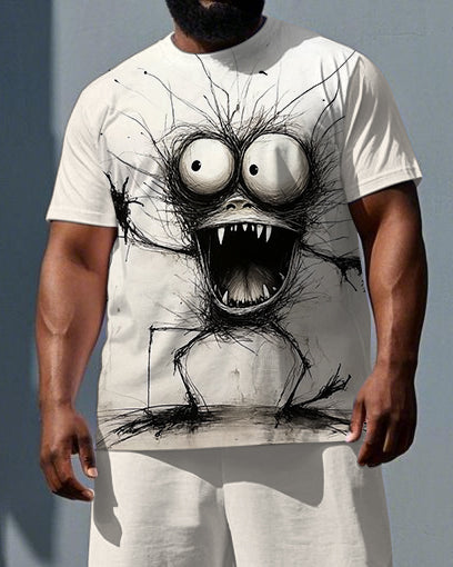 Big & Tall Graphic T-Shirt Shorts Set for big men view 2