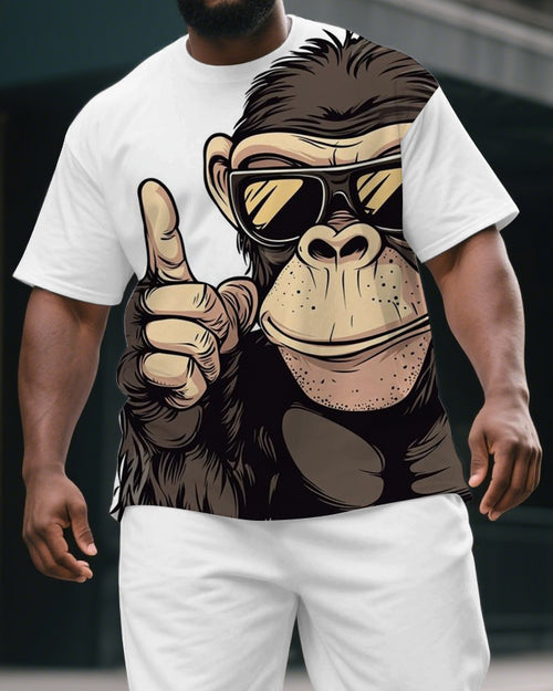 Big & Tall Streetwear T-Shirt Shorts Set for big men view 2