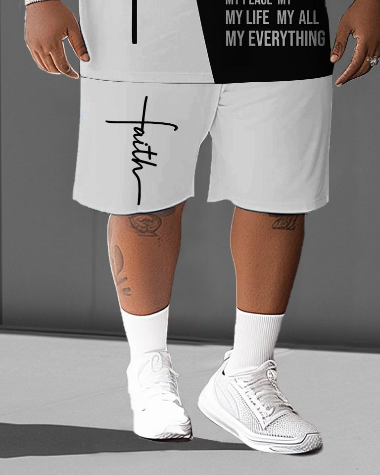 Big & Tall Streetwear T-Shirt Shorts Set for big men view 3