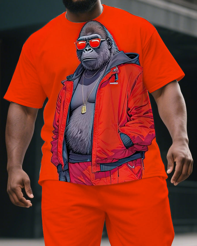 Big & Tall Graphic T-Shirt Shorts Set for big men view 2