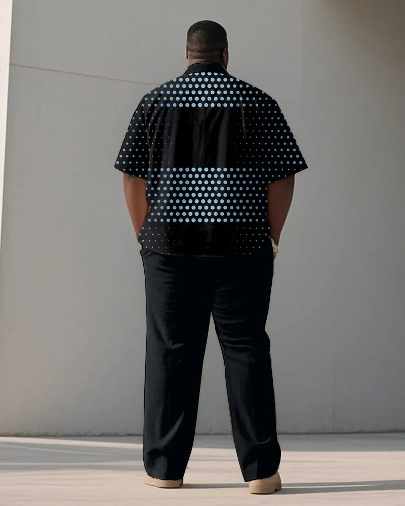 Big & Tall Black Graphic T-Shirt Pants Set for big men view 4
