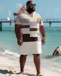 Big & Tall Geometric Graphic T-Shirt Shorts Set for big men view 2