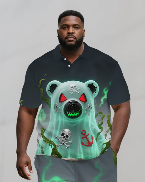 Big & Tall Streetwear Polo Shorts Set for big men view 2