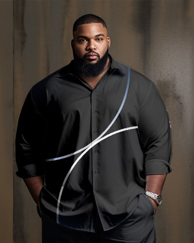Big & Tall Geometric T-Shirt Pants Set for big men view 2
