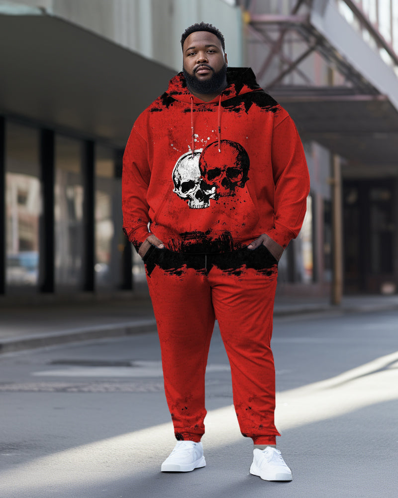 Big & Tall Skull Hoodie Sweatpants Set for big men view 1