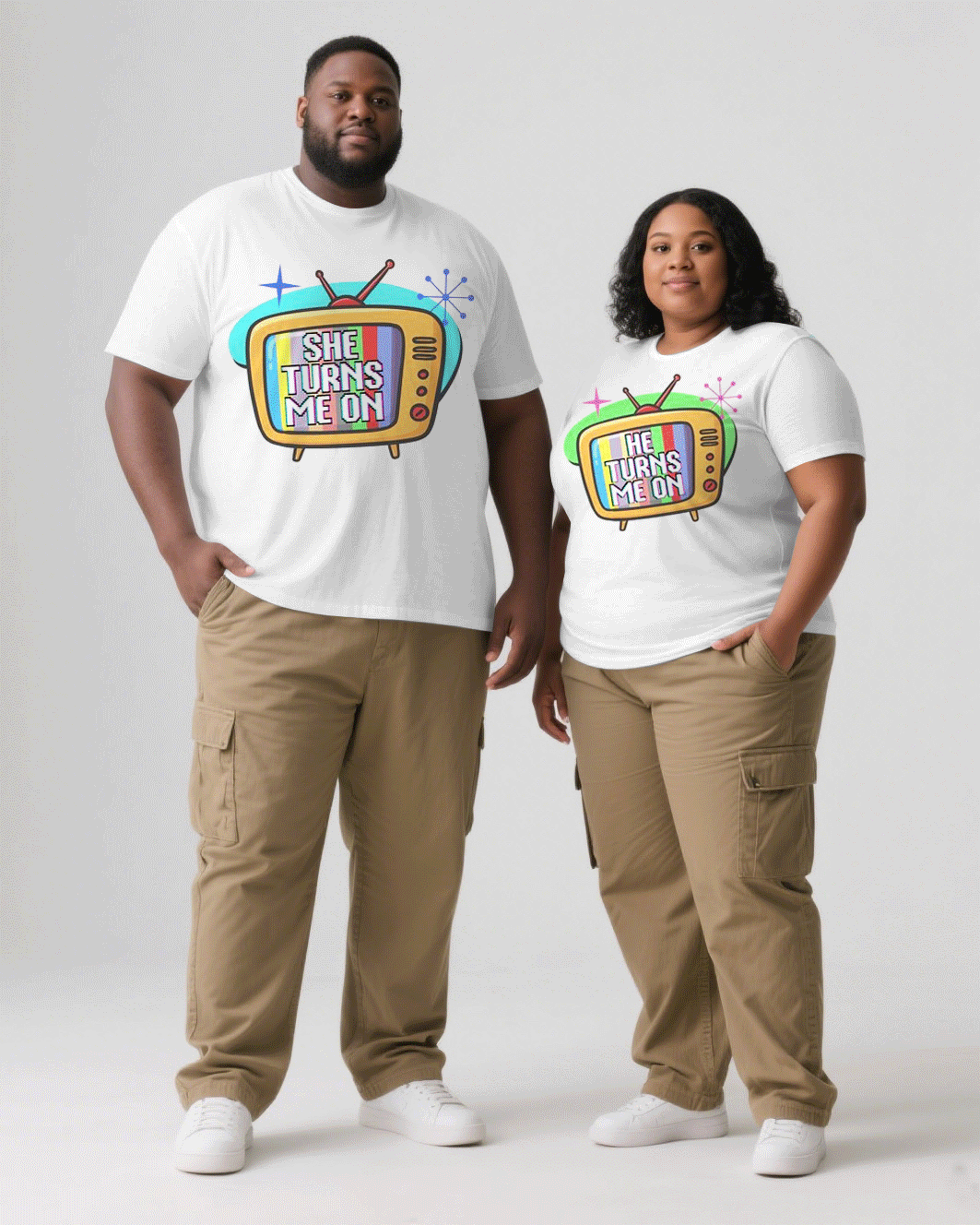 Big & Tall White Khaki T-Shirt Pants Set for big men view 1