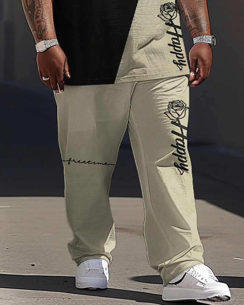 Big & Tall Colorblock Graphic T-Shirt Shorts Set for big men view 3
