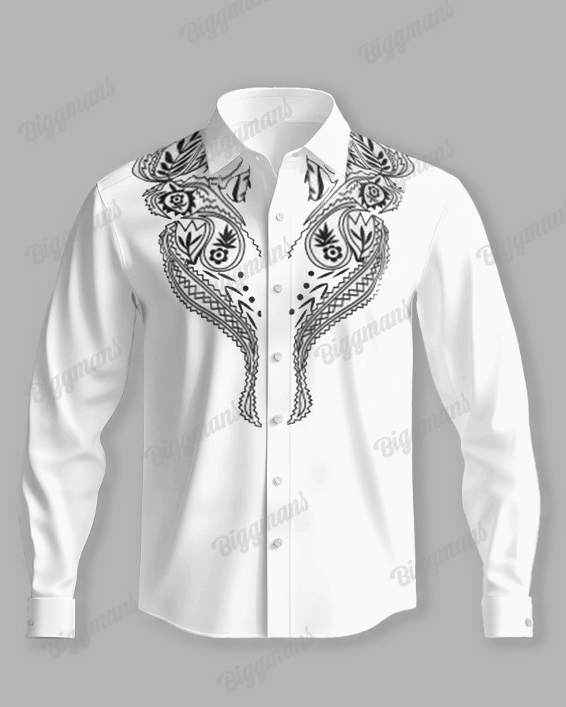 Big & Tall Western Denim Long Sleeve Shirt for big men view 2