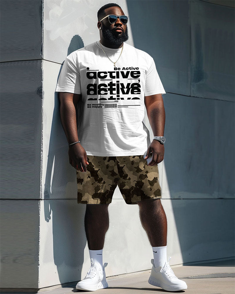 Big & Tall Graphic Streetwear T-Shirt Shorts Set for big men view 1