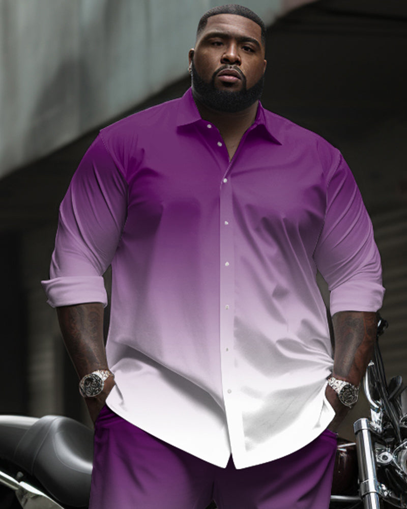 Big & Tall Purple Gradient Shirt Pants Set for big men view 2
