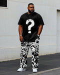 Big & Tall Graffiti Streetwear T-Shirt Pants Set for big men view 1