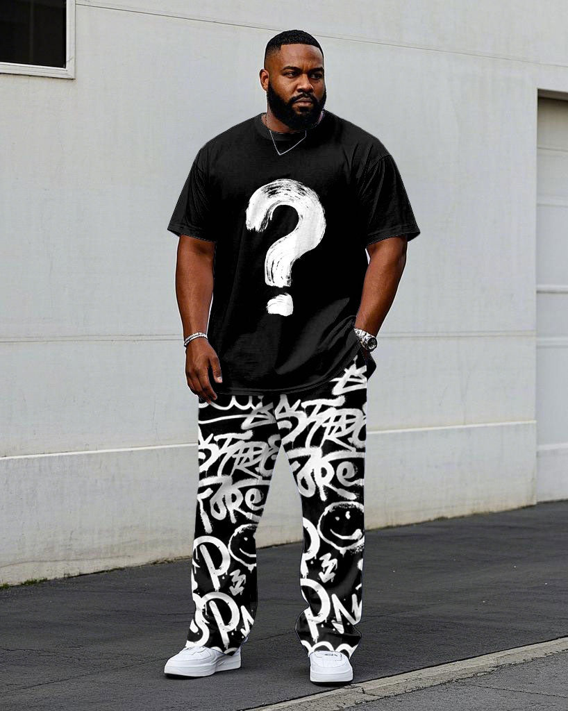 Big & Tall Graffiti Streetwear T-Shirt Pants Set for big men view 1