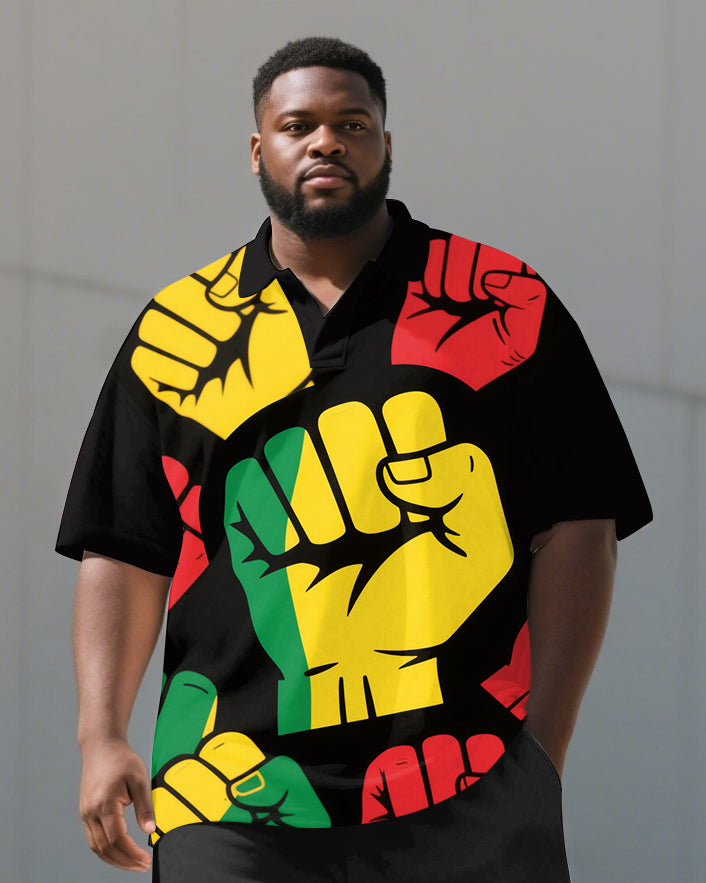 Big & Tall Juneteenth Polo Shorts Set for big men view 2