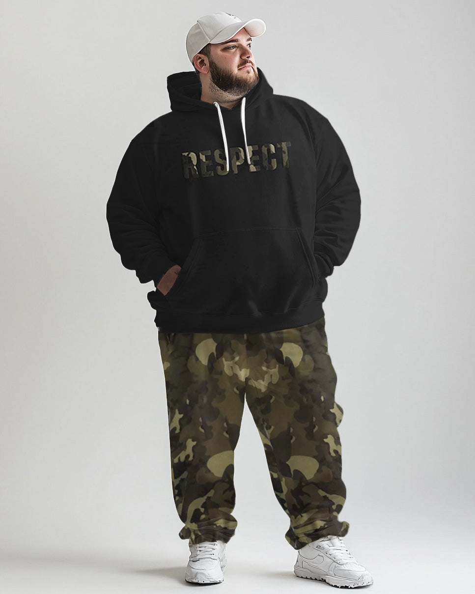 Big & Tall Graphic Camouflage Hoodie Sweatpants Set for big men view 1