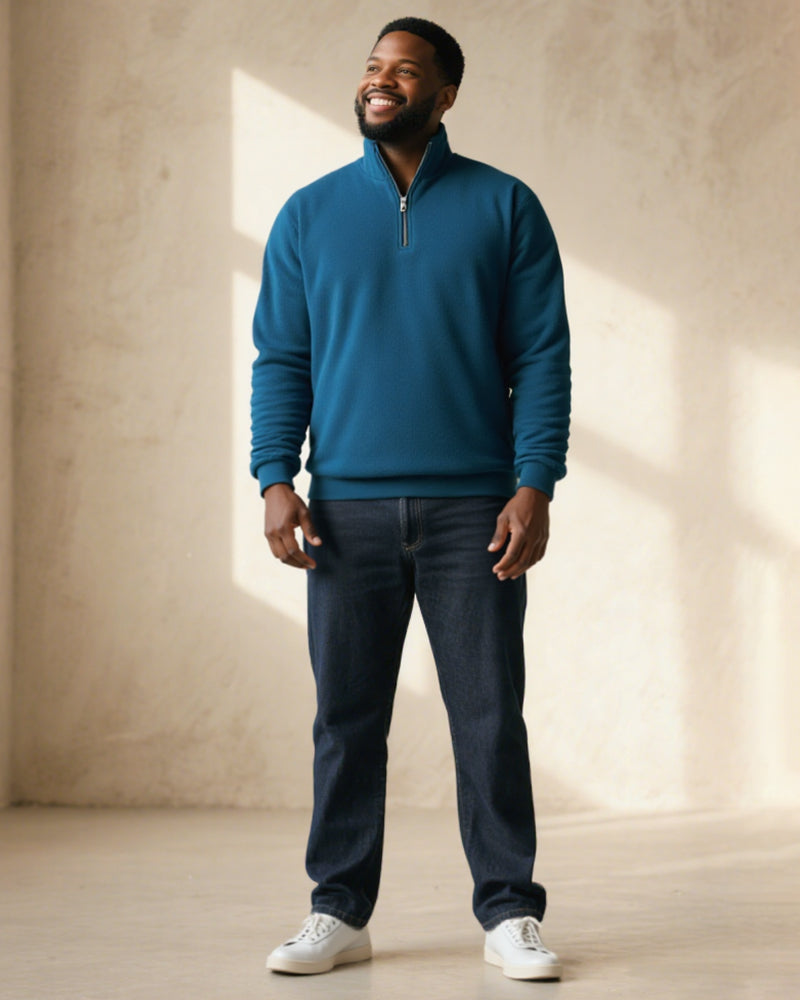 Big & Tall Blue Solid Color Polo Shirt for big men view 8