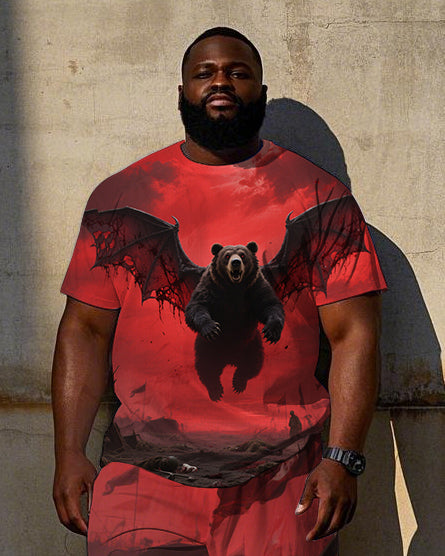 Big & Tall Graffiti Streetwear T-Shirt Shorts Set for big men view 1