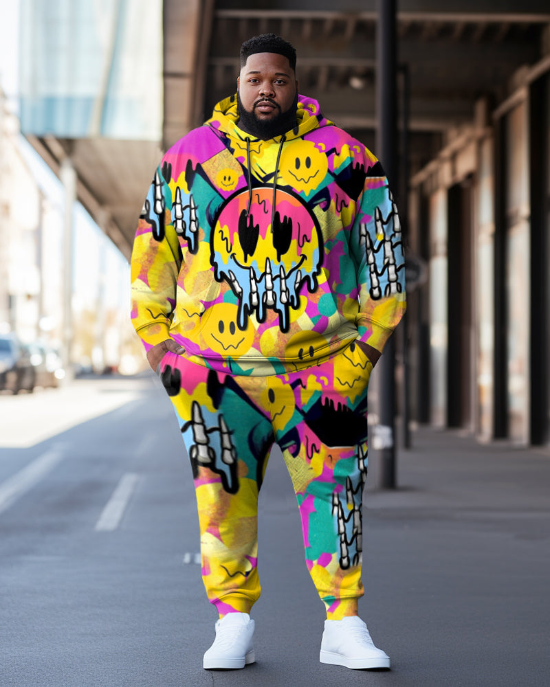 Big & Tall Smiley Hoodie Sweatpants Set for big men view 1