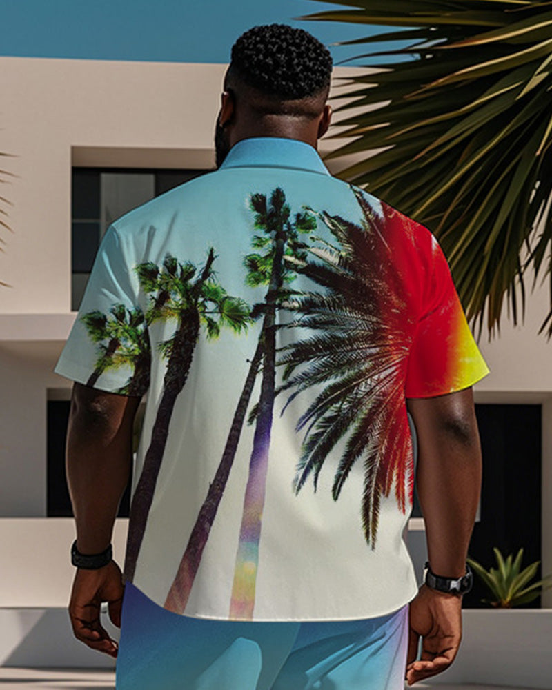 Big & Tall Hawaiian Gradient Short Sleeve Shirt for big men view 2
