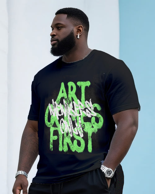 Big & Tall Graffiti T-Shirt Shorts Set for big men view 2