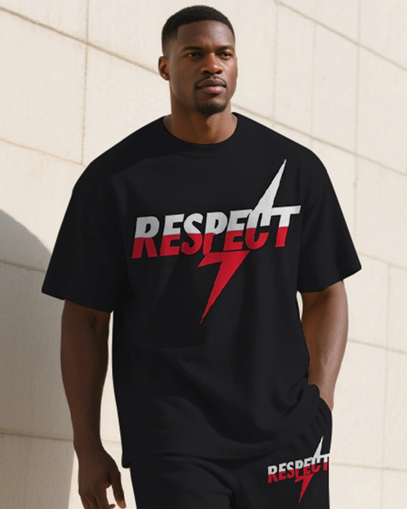 Big & Tall Black Graphic T-Shirt Pants Set for big men view 1