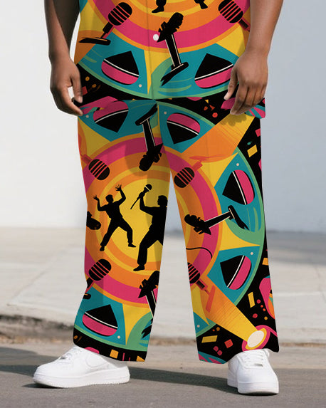 Big & Tall Graffiti Streetwear T-Shirt Pants Set for big men view 3