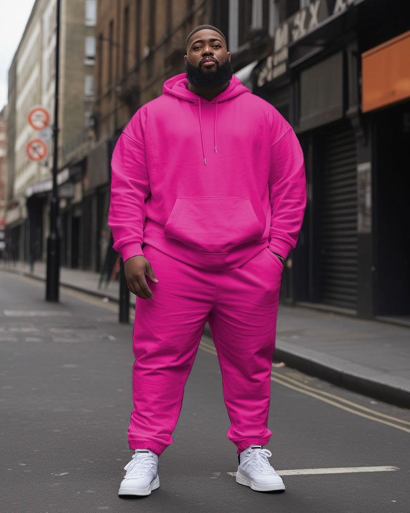 Big & Tall Solid Color Hoodie Sweatpants Set for big men view 5