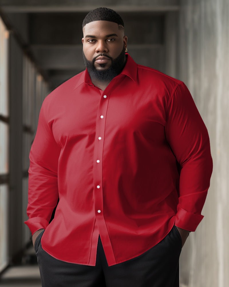 Big & Tall Solid Color Long Sleeve Shirt for big men view 3