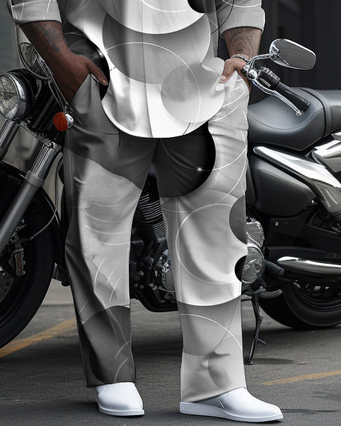 Big & Tall Geometric Shirt Pants Set for big men view 3