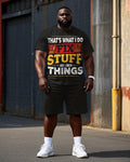 Big & Tall Graphic Streetwear T-Shirt Shorts Set for big men view 1