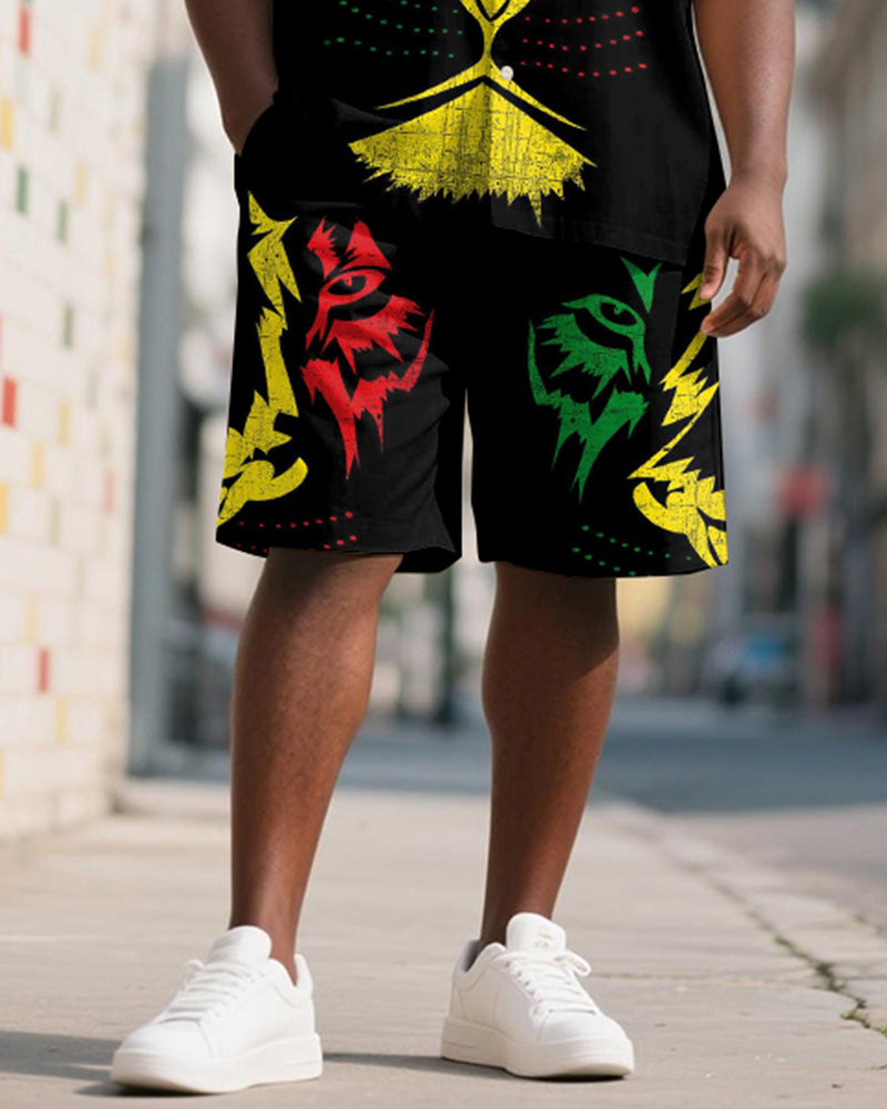 Big & Tall Juneteenth Graphic T-Shirt Shorts Set for big men view 3