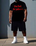 Big & Tall Graphic Streetwear T-Shirt Shorts Set for big men view 1