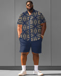 Big & Tall Streetwear Vintage T-Shirt Shorts Set for big men view 1