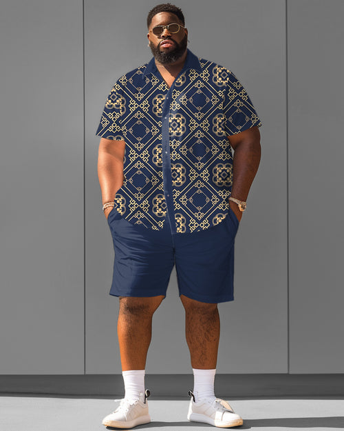 Big & Tall Streetwear Vintage T-Shirt Shorts Set for big men view 1