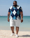 Big & Tall Graphic Polo Shorts Set for big men view 1