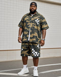 Big & Tall Camouflage T-Shirt Shorts Set for big men view 1