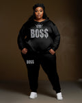 Big & Tall Solid Color Graphic Hoodie Sweatpants Set for big men view 1