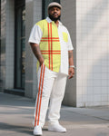 Big & Tall Colorblock Striped T-Shirt Pants Set for big men view 1