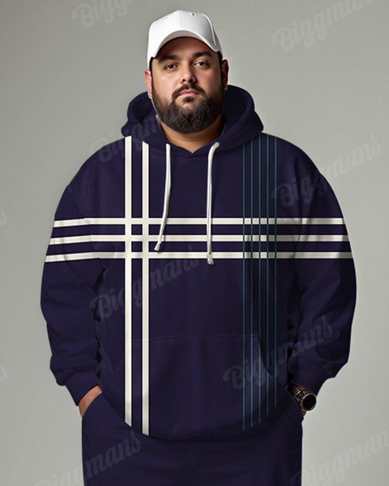 Big & Tall Purple Colorblock Hoodie Sweatpants Set for big men view 2