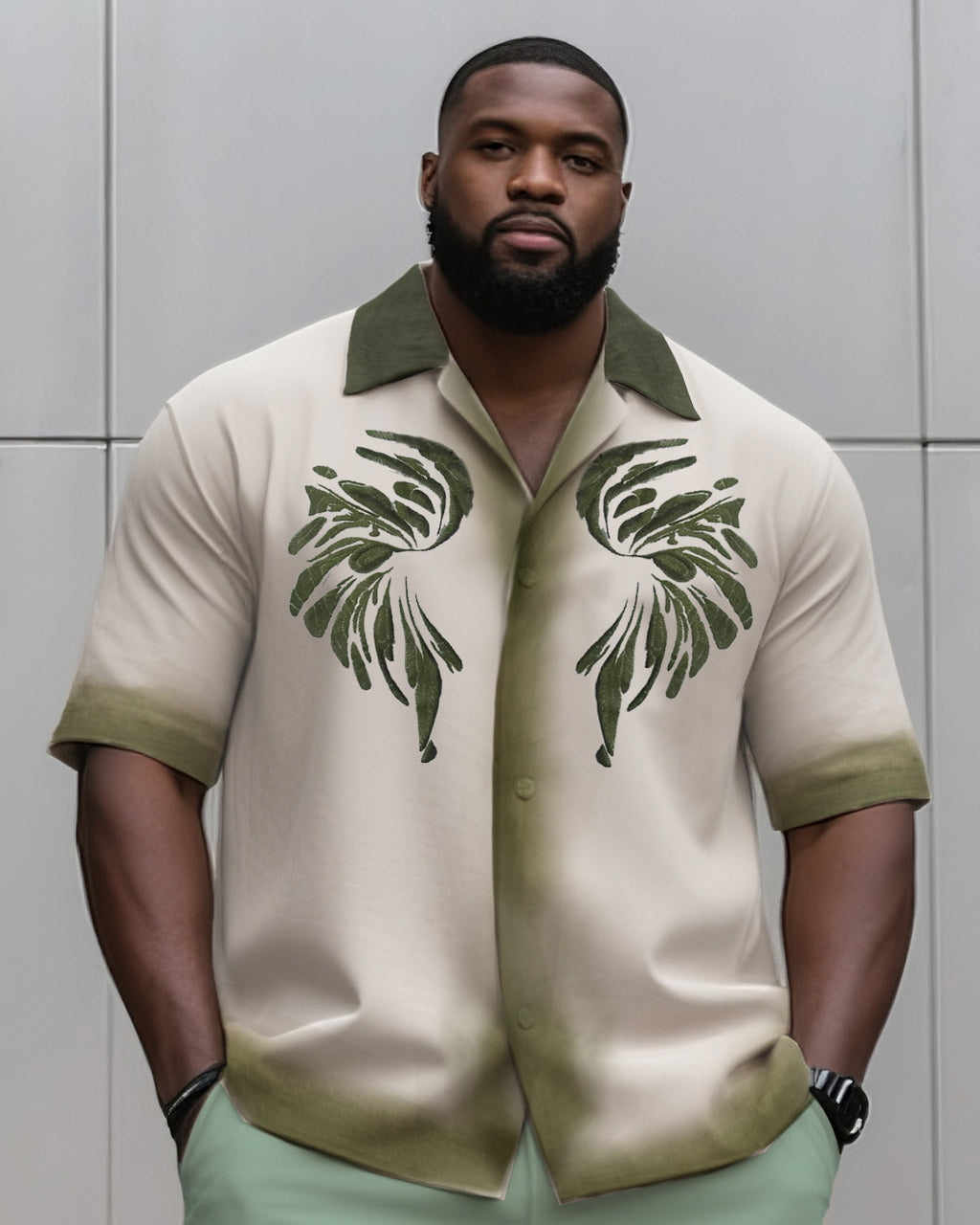 Big & Tall Gradient Graphic T-Shirt Shorts Set for big men view 3