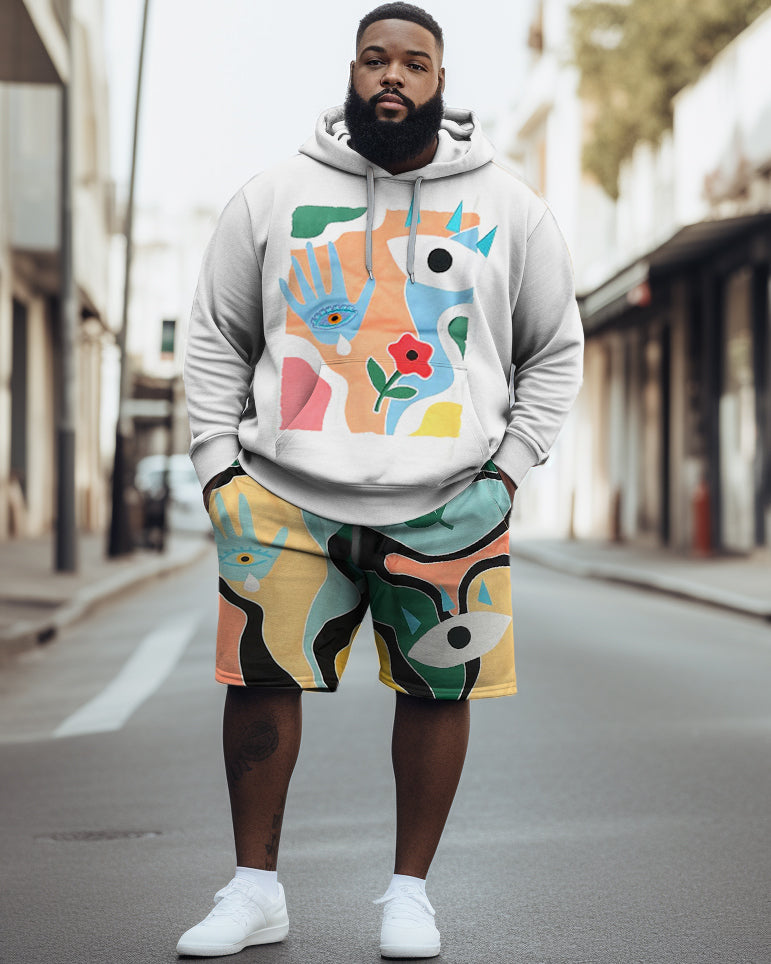 Big & Tall Geometric Graphic Streetwear Hoodie for big men view 1