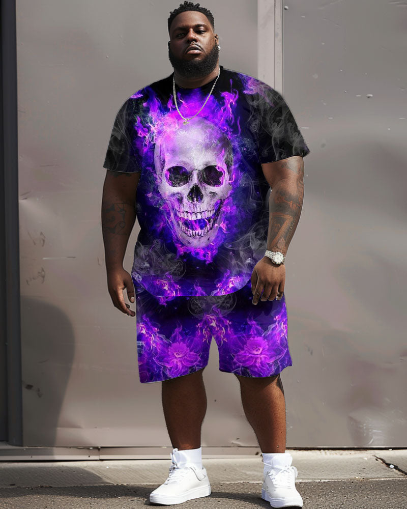 Big & Tall Geometric Graphic T-Shirt Shorts Set for big men view 1