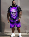 Big & Tall Geometric Graphic T-Shirt Shorts Set for big men view 1