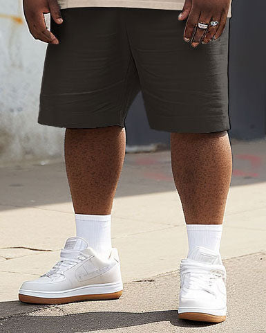 Big & Tall Colorblock Streetwear T-Shirt Shorts Set for big men view 4