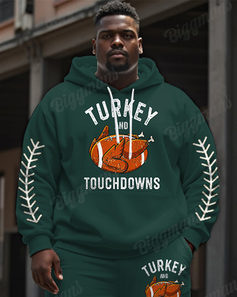 Big & Tall Green Graphic Hoodie Sweatpants Set for big men view 2