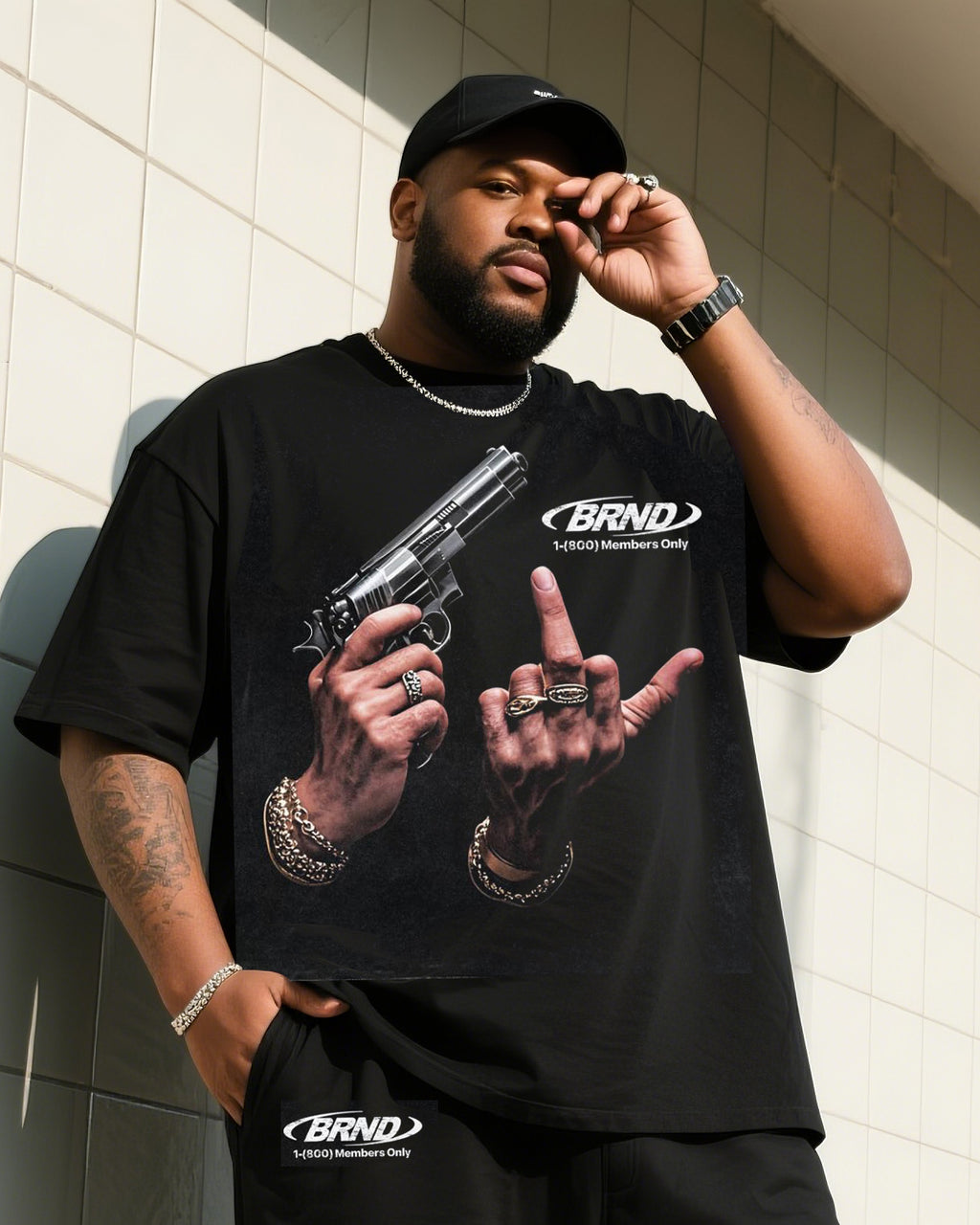 Big & Tall Streetwear T-Shirt Pants Set for big men view 1