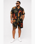 Big & Tall Tropical Graphic T-Shirt Shorts Set for big men view 1