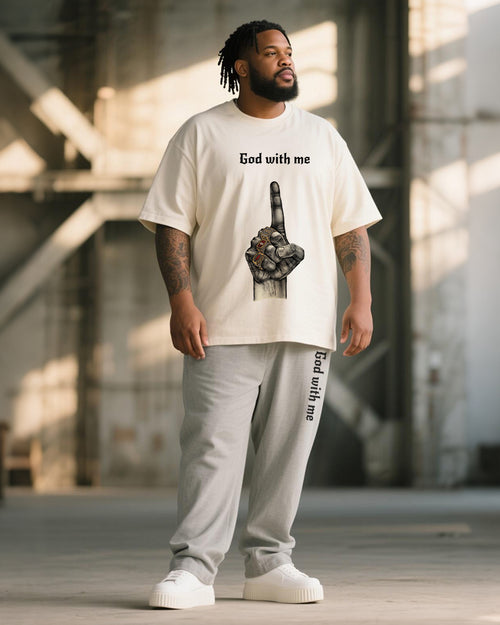Big & Tall Graffiti T-Shirt Pants Set for big men view 1